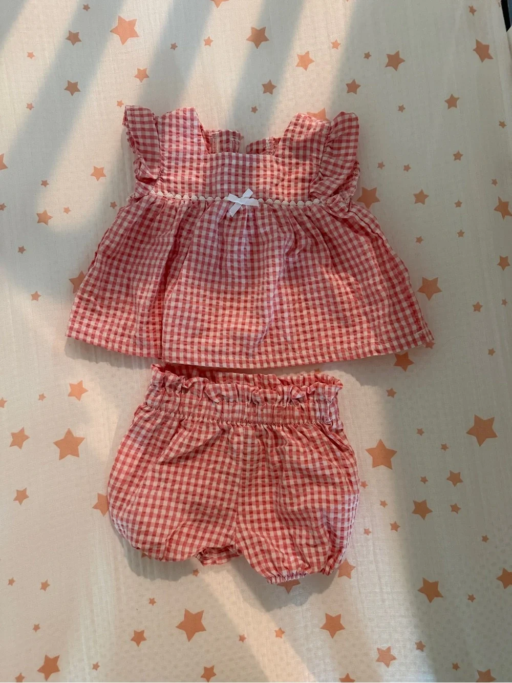 French Connection Pink & White Gingham Ruffle Top with Bloomers